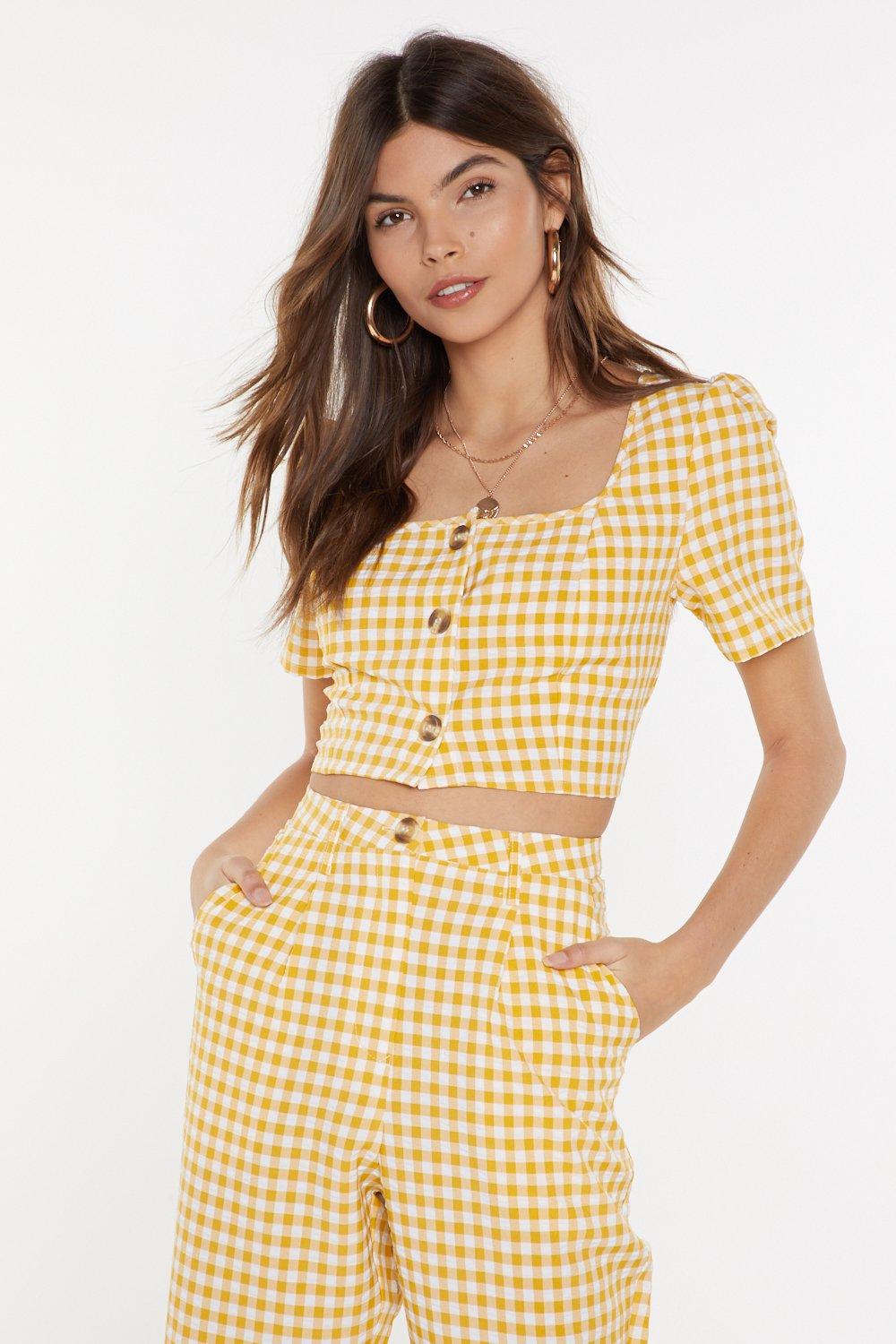 yellow gingham crop top