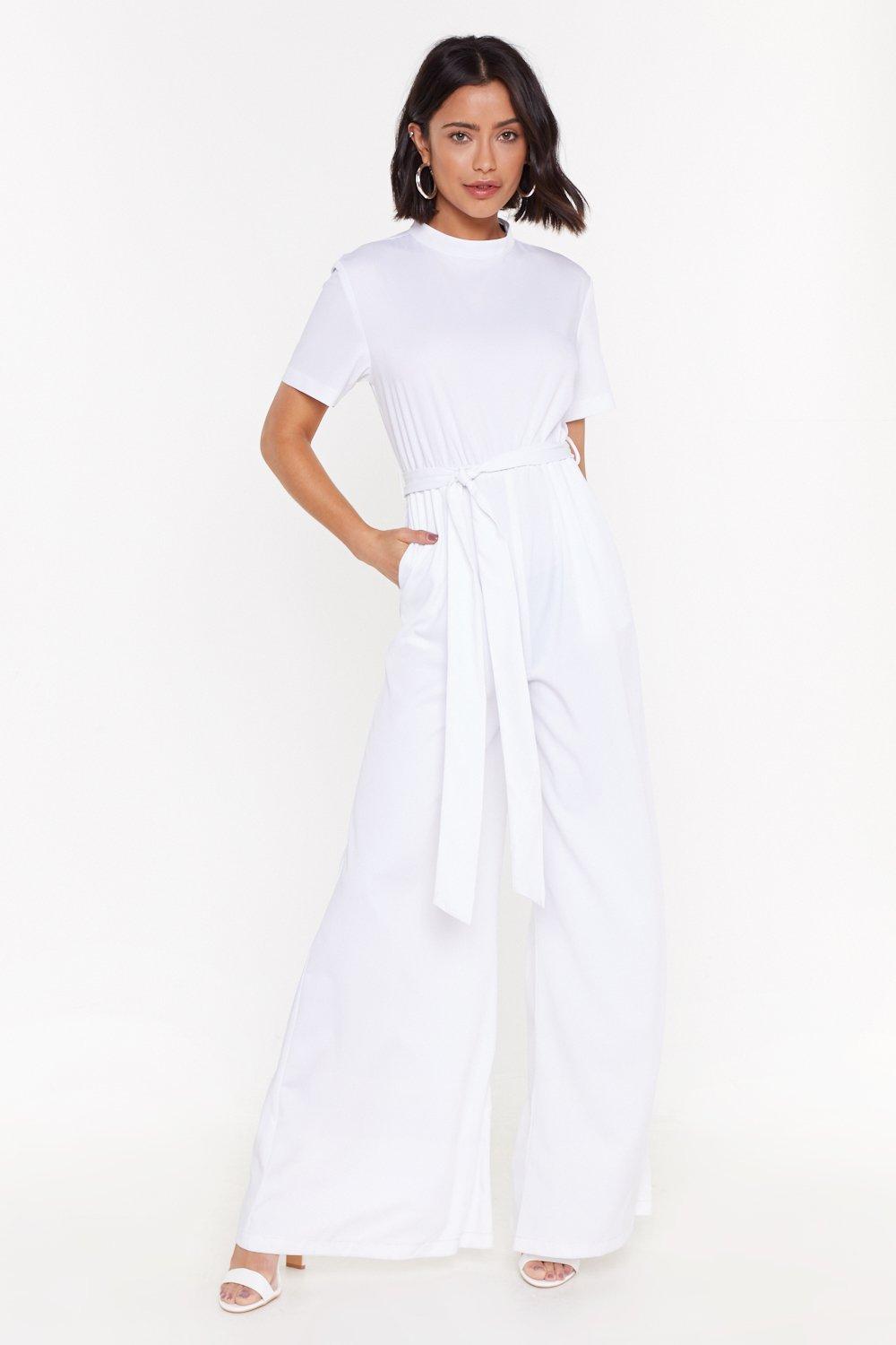 all white wide leg jumpsuit