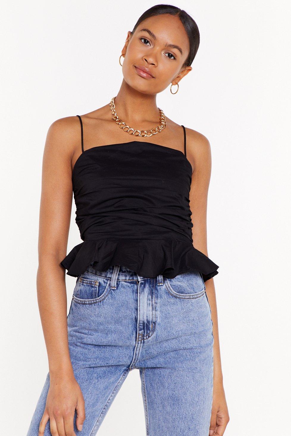 ruffle tube top with straps