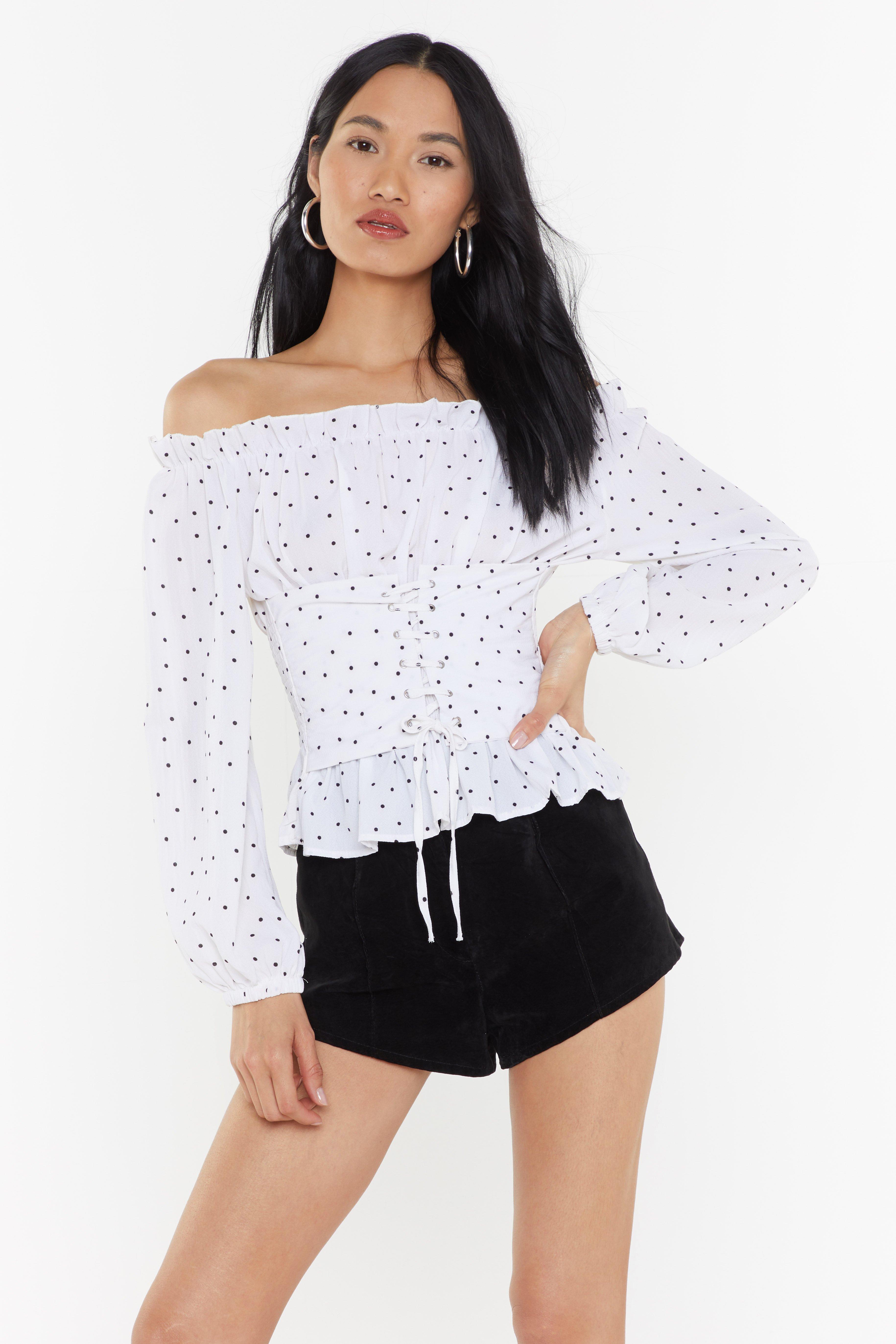 polka dot off the shoulder top