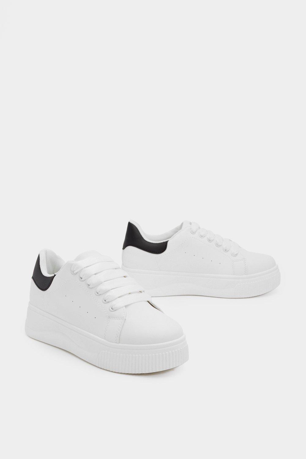 black and white platform trainers