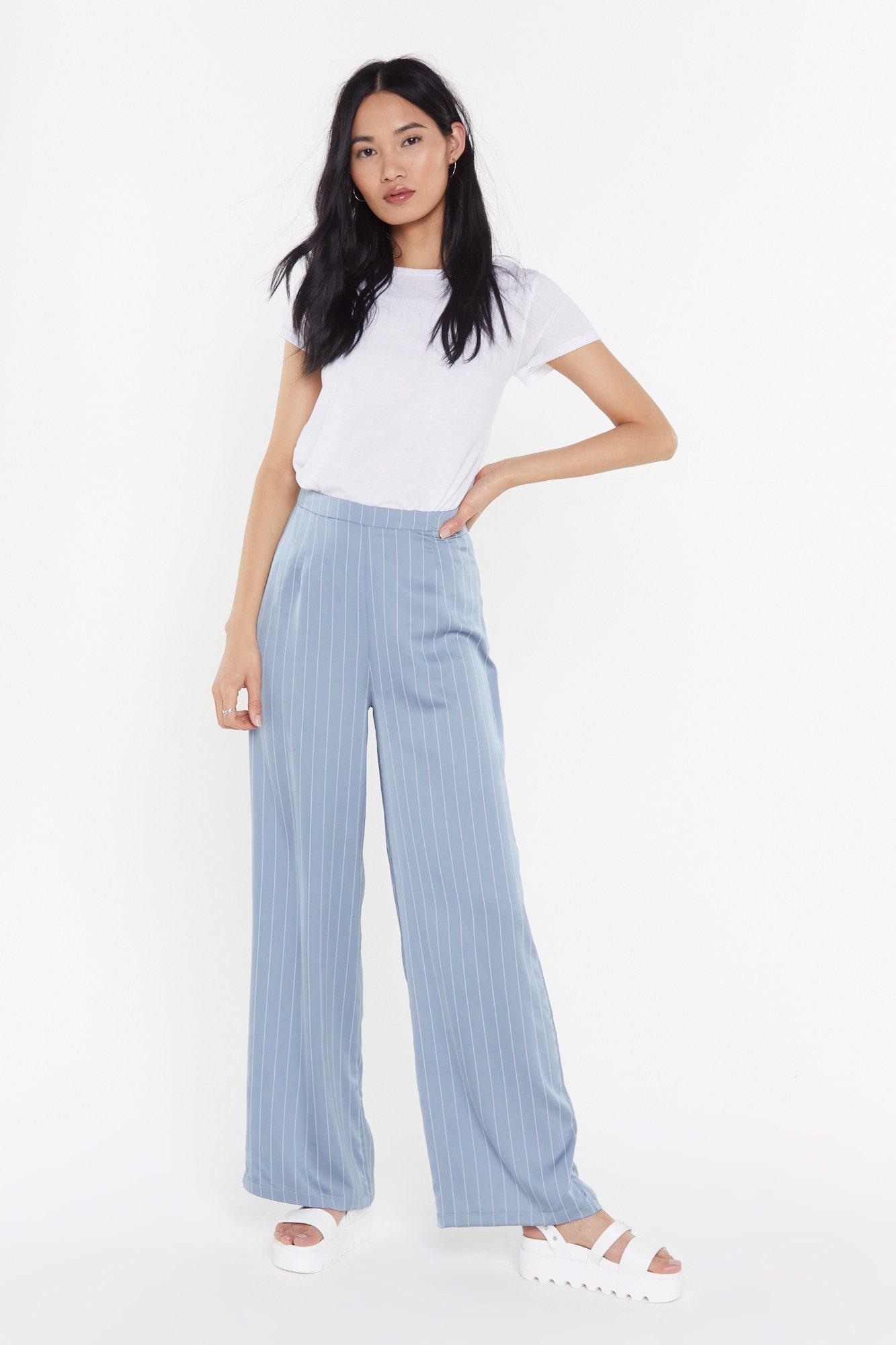 pinstripe wide leg pants