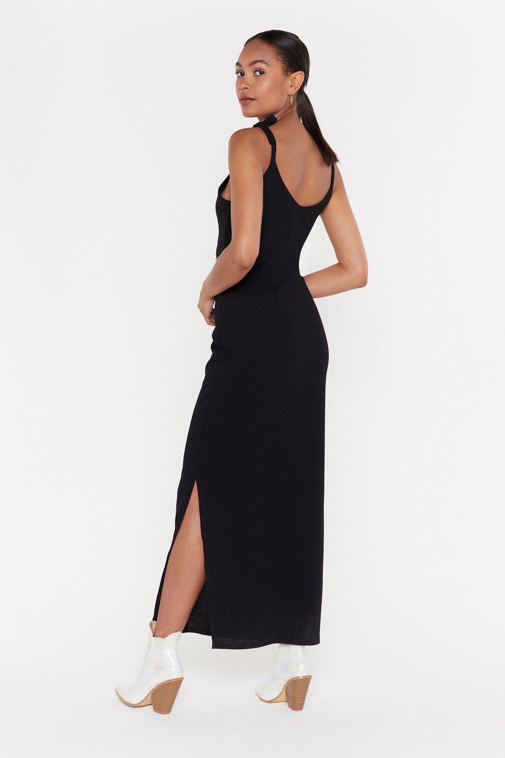 tie shoulder black dress