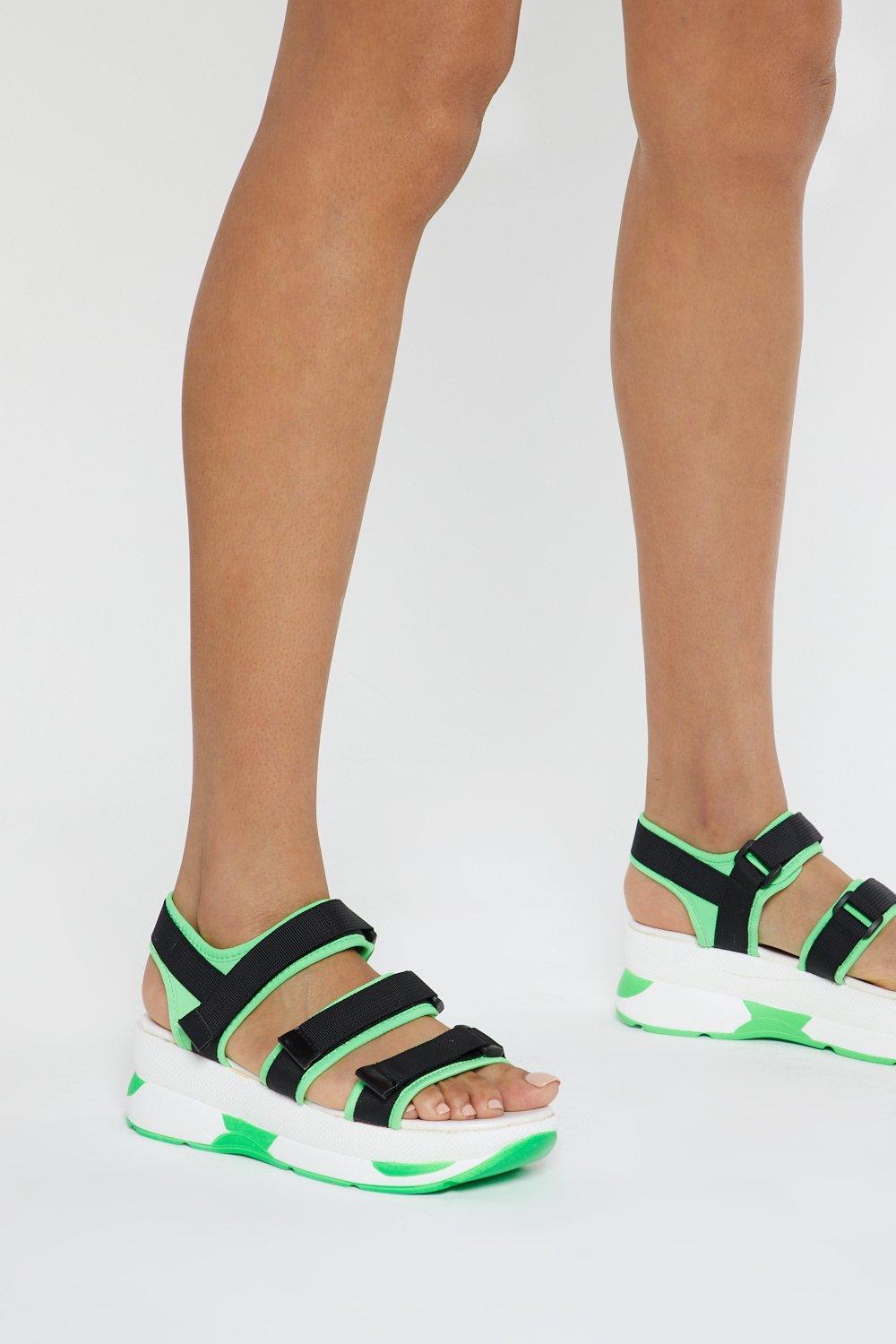 neon green platform sandals