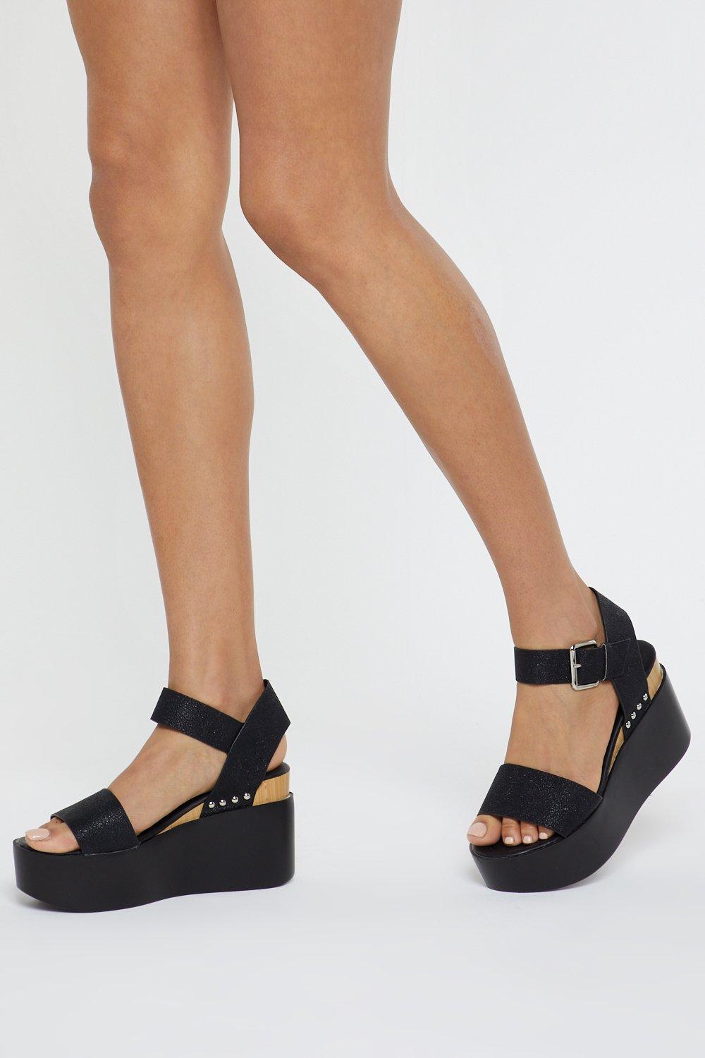 black flatform sandals