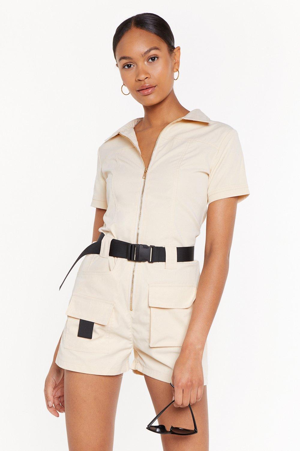 utility playsuit beige