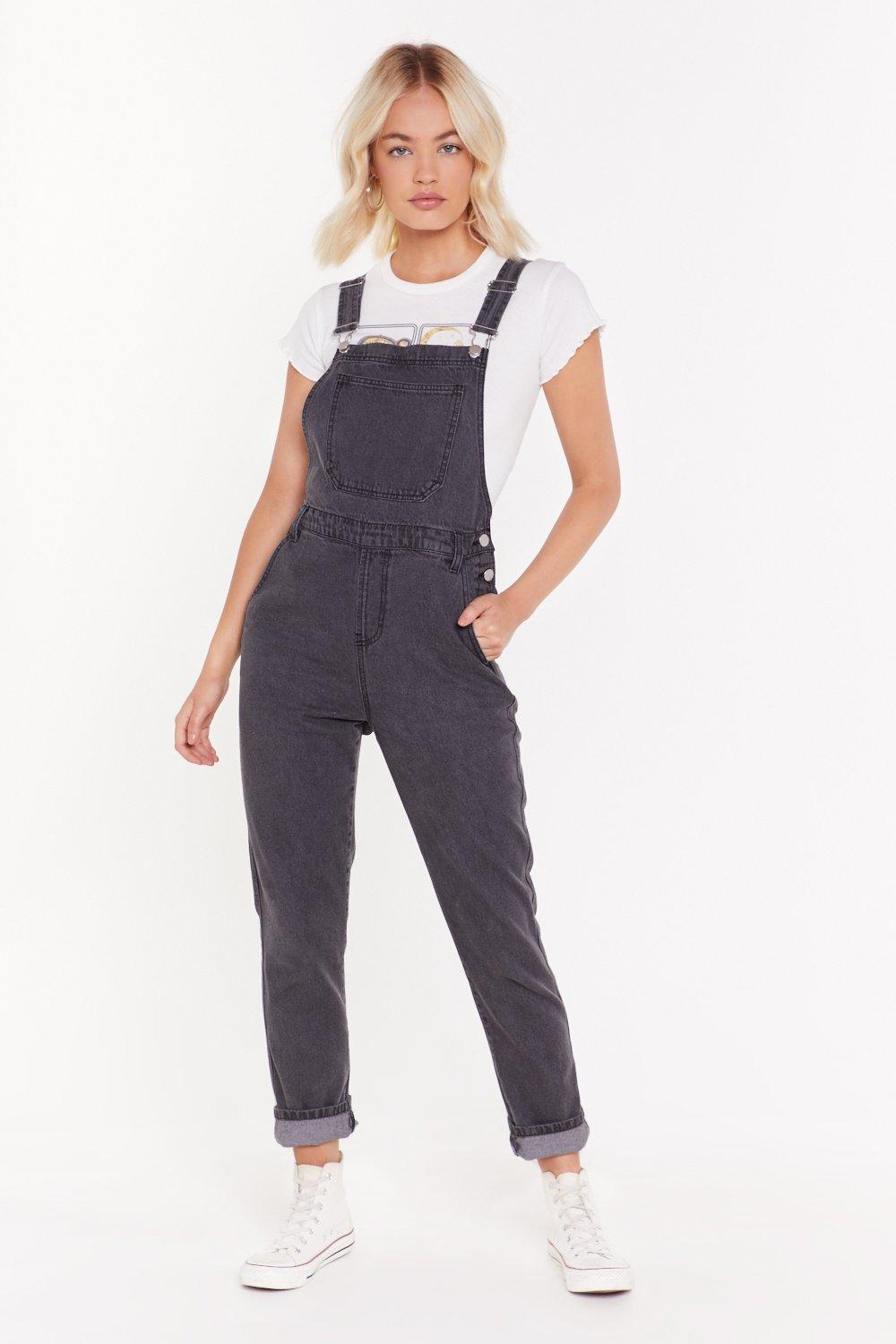 grey denim dungarees