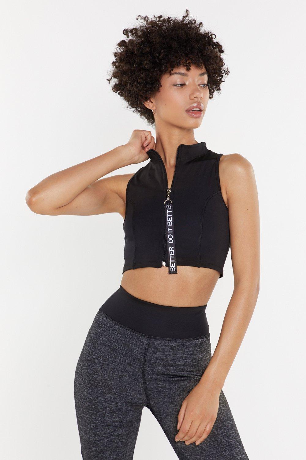 zip neck crop top