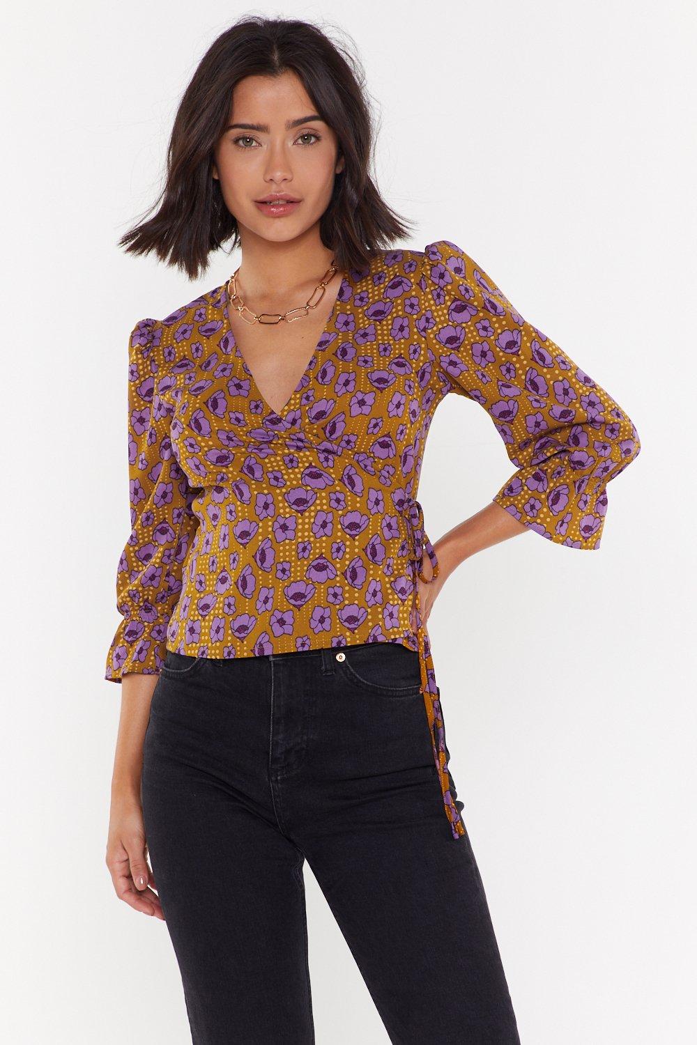 floral wrap shirt