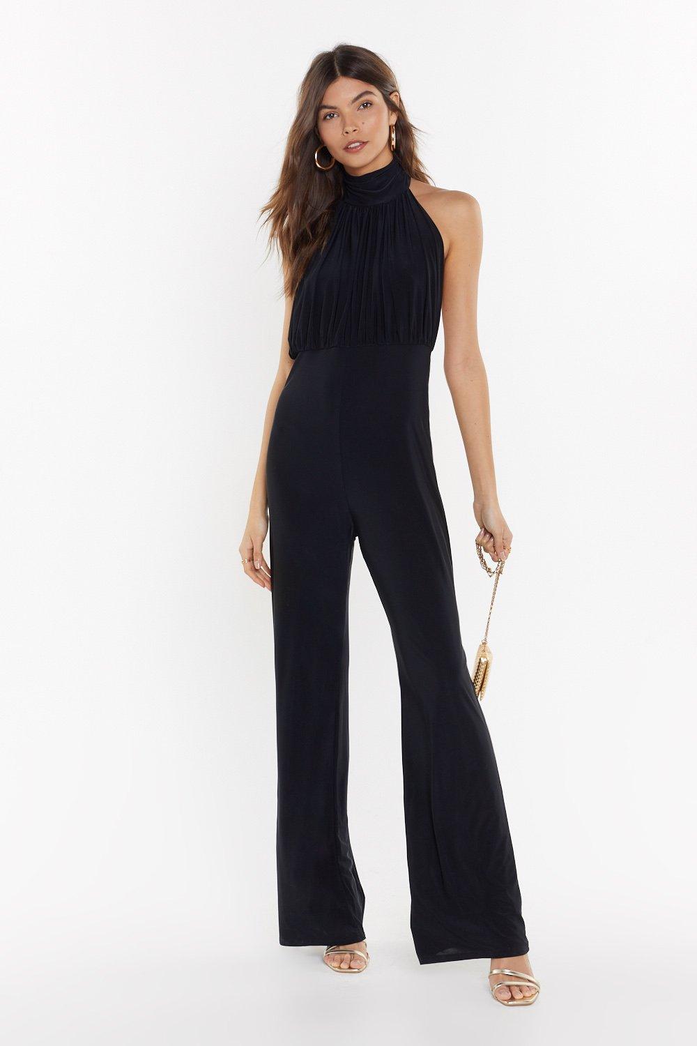 halter jumpsuit wide leg