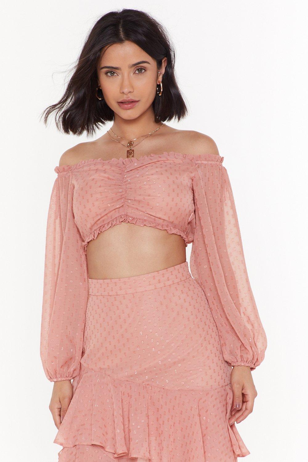 sheer pink crop top