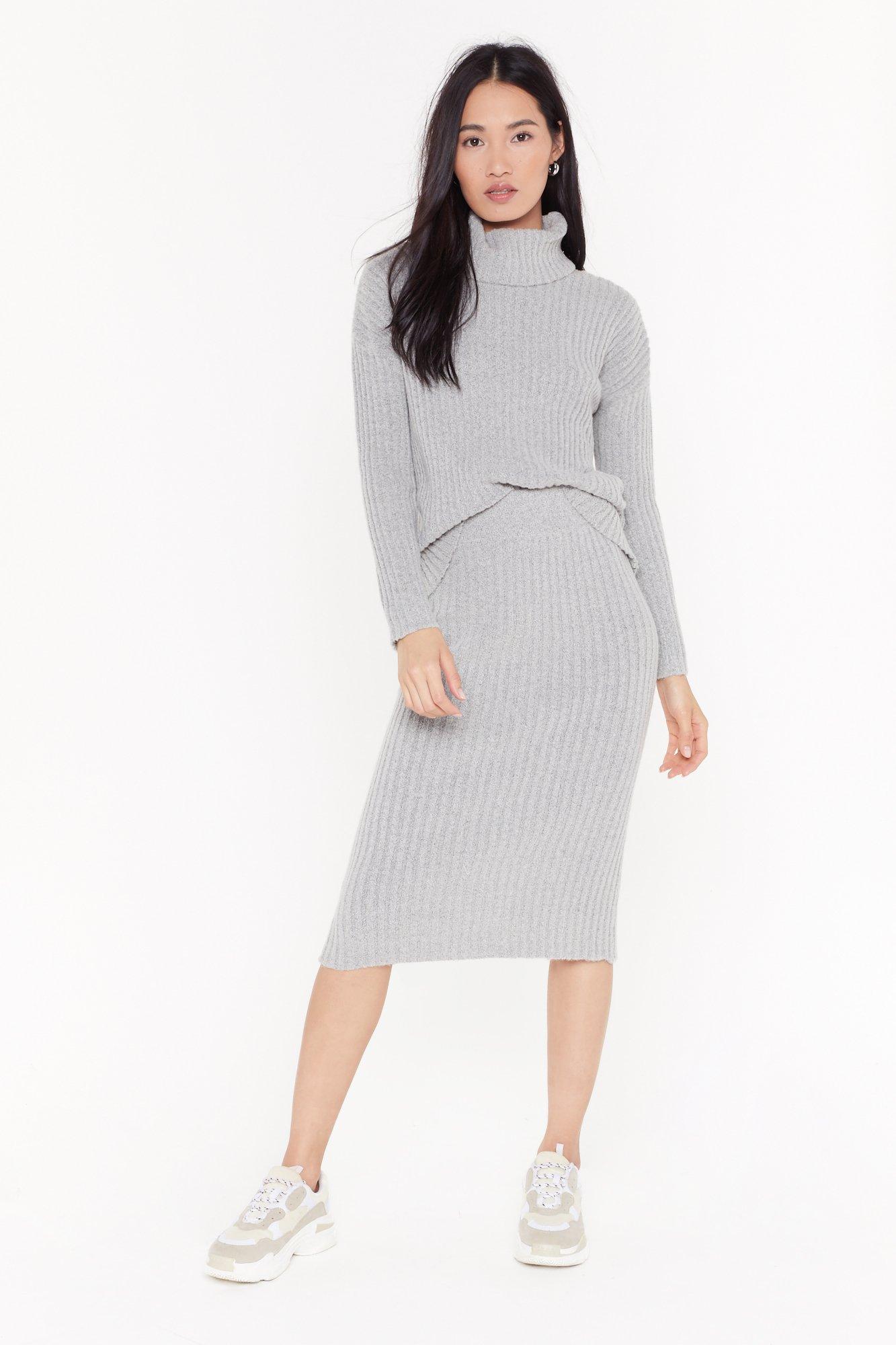 sweater midi skirt set