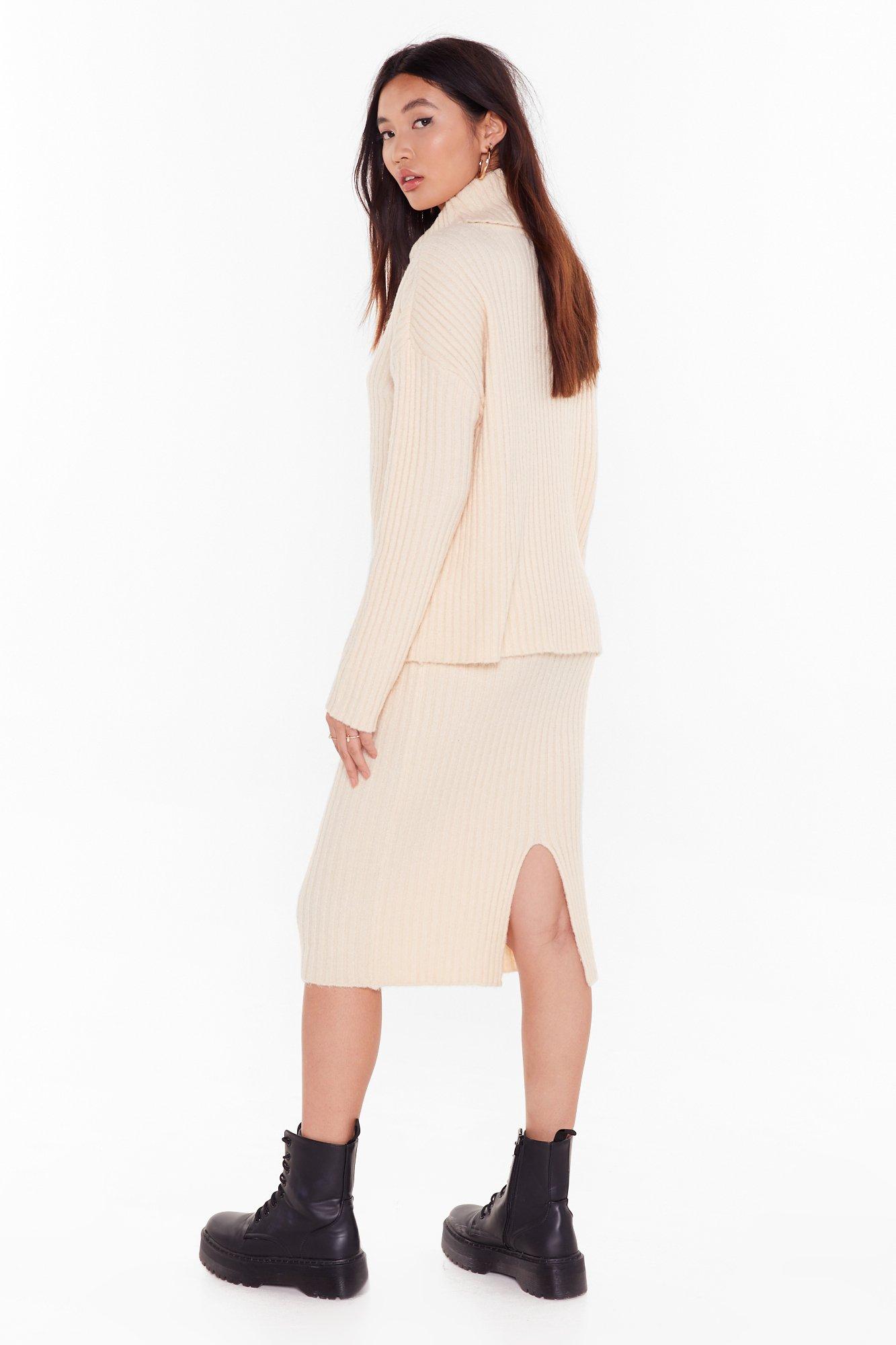 sweater midi skirt set