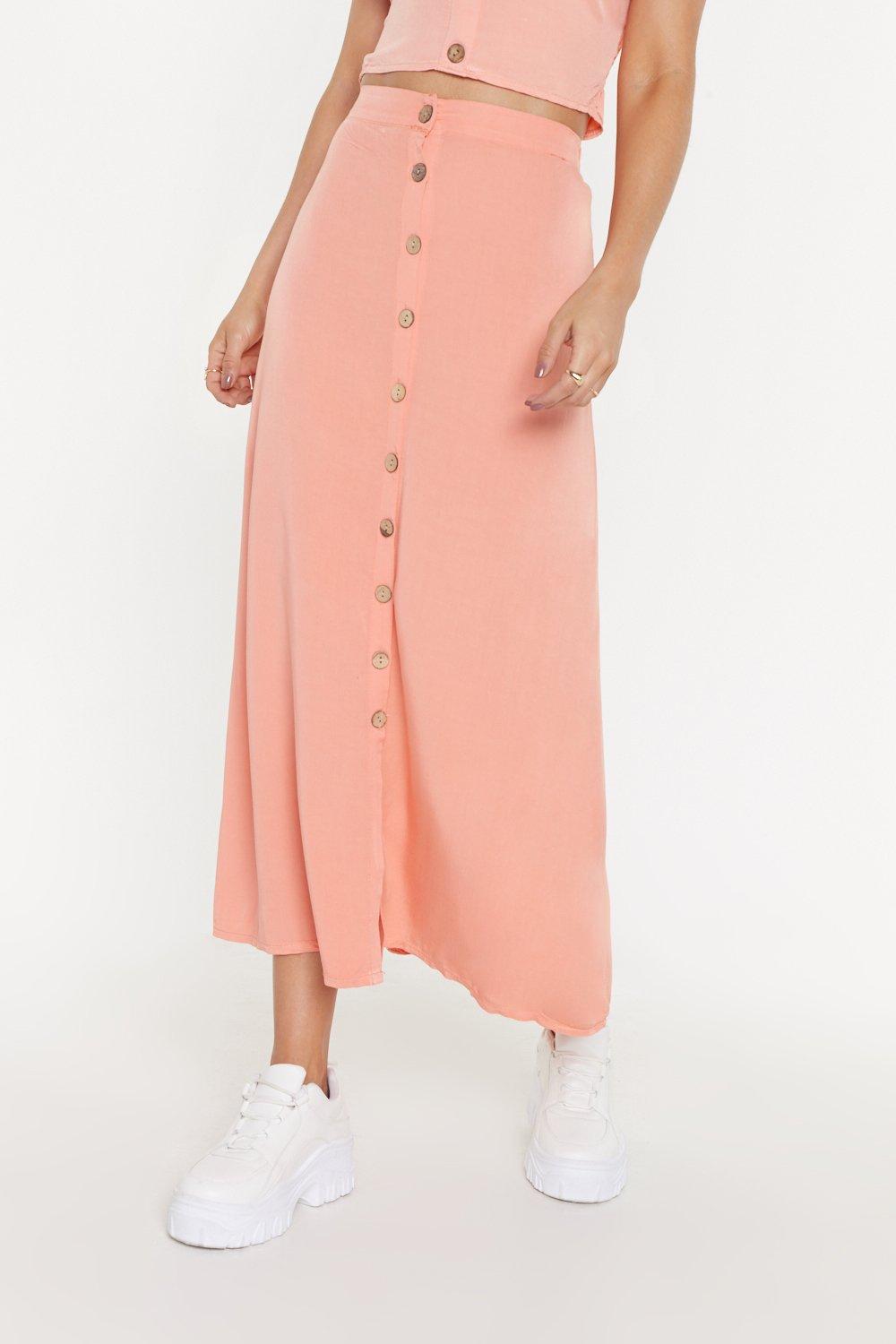 maxi skirt with buttons down the front