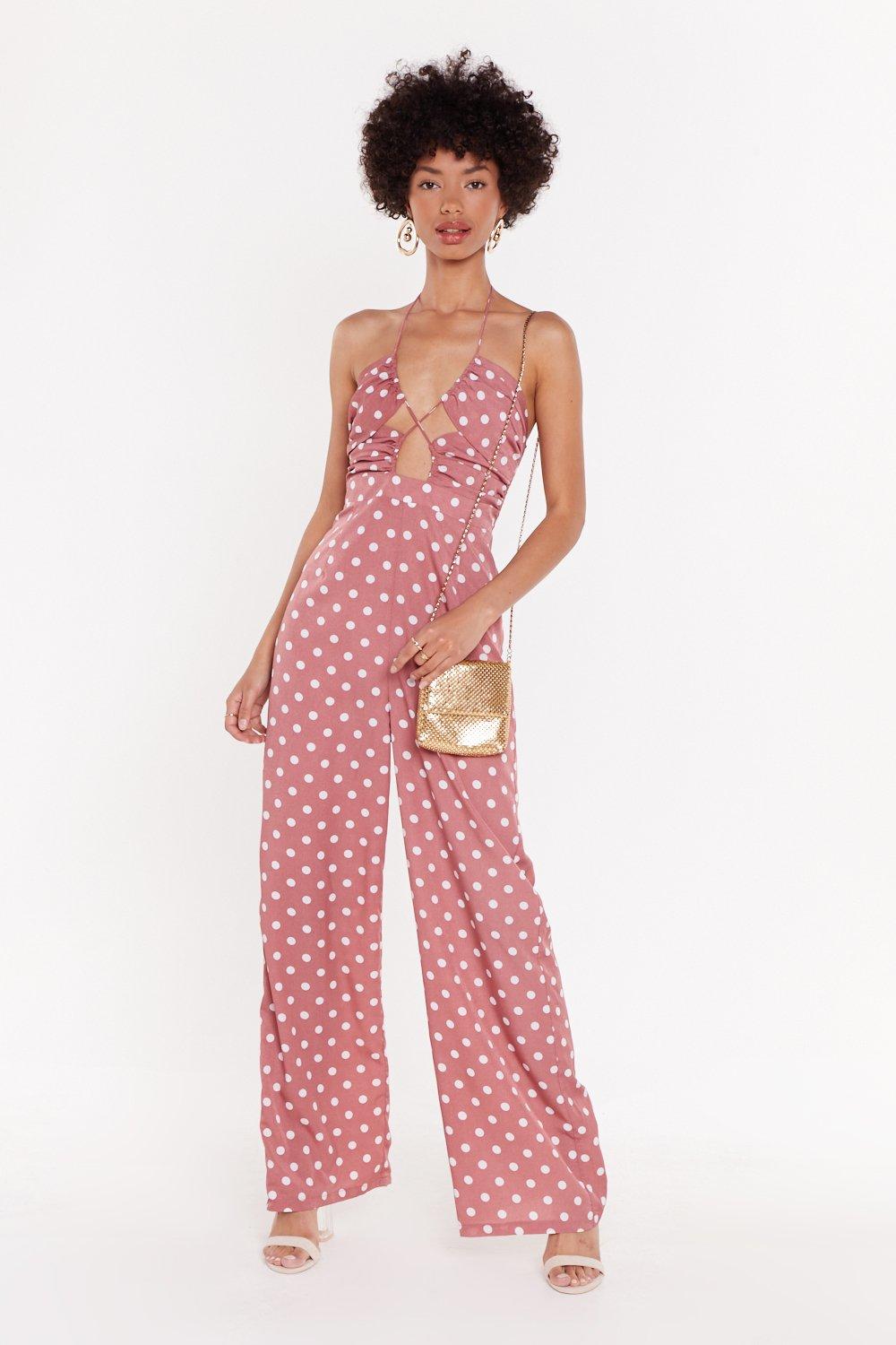 pink polka dot playsuit