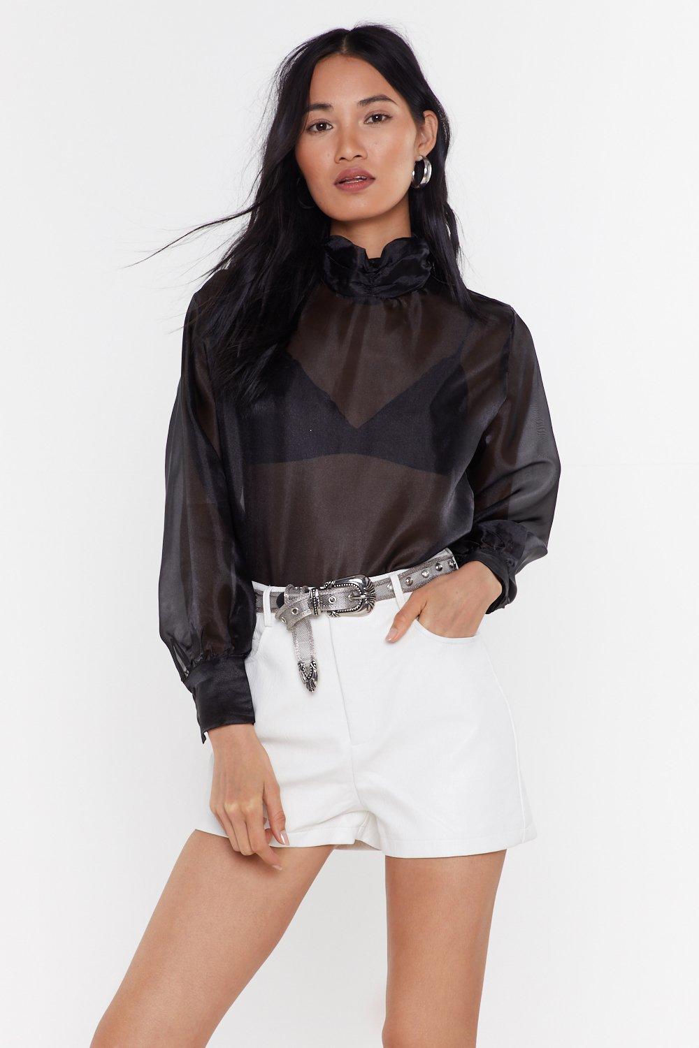 sheer black high neck top