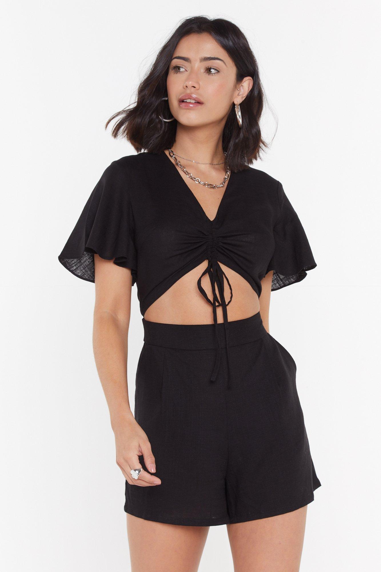black linen playsuit