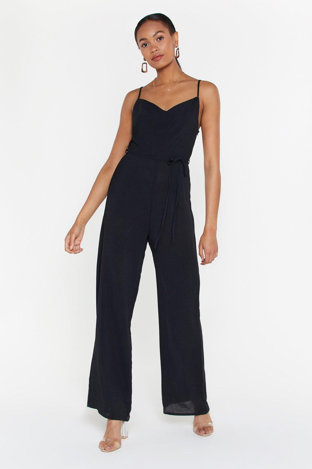 black wide leg jump suit