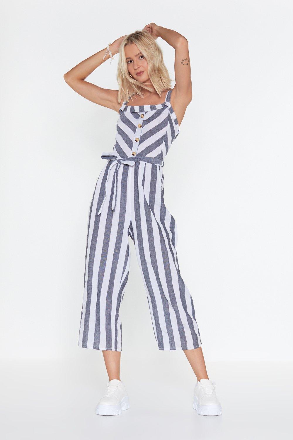 striped linen jumpsuit