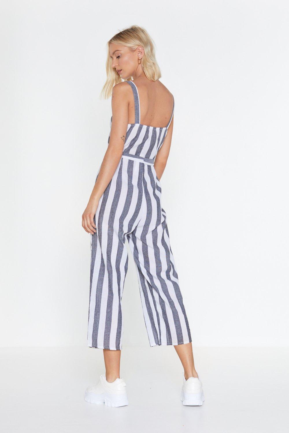 linen striped jumpsuit