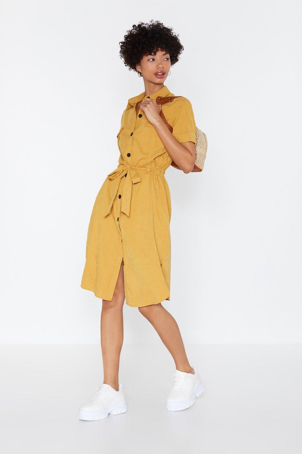 mustard yellow shirt dress