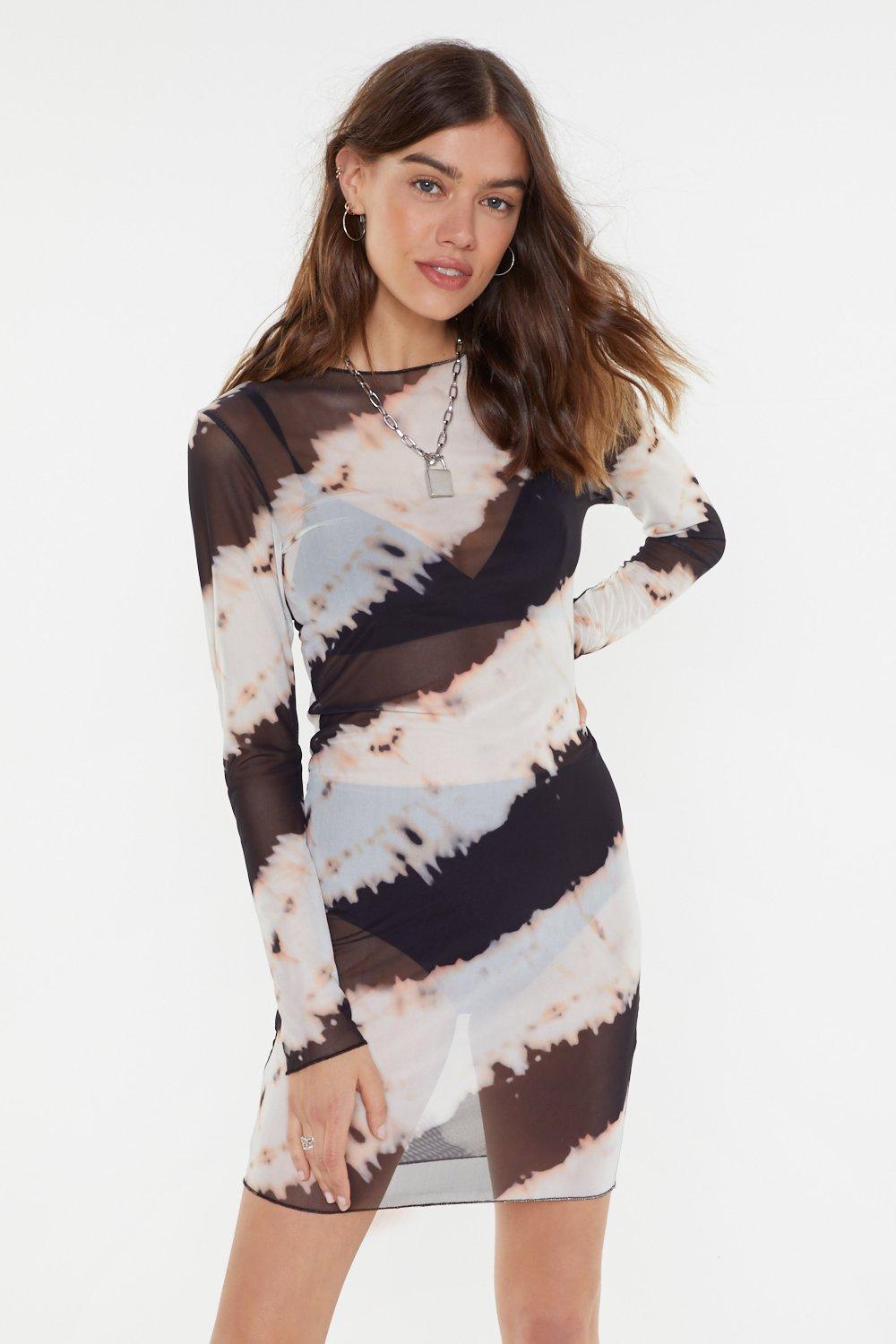 tie dye mesh dress