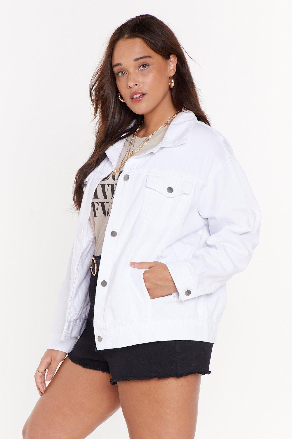 oversized white denim jacket