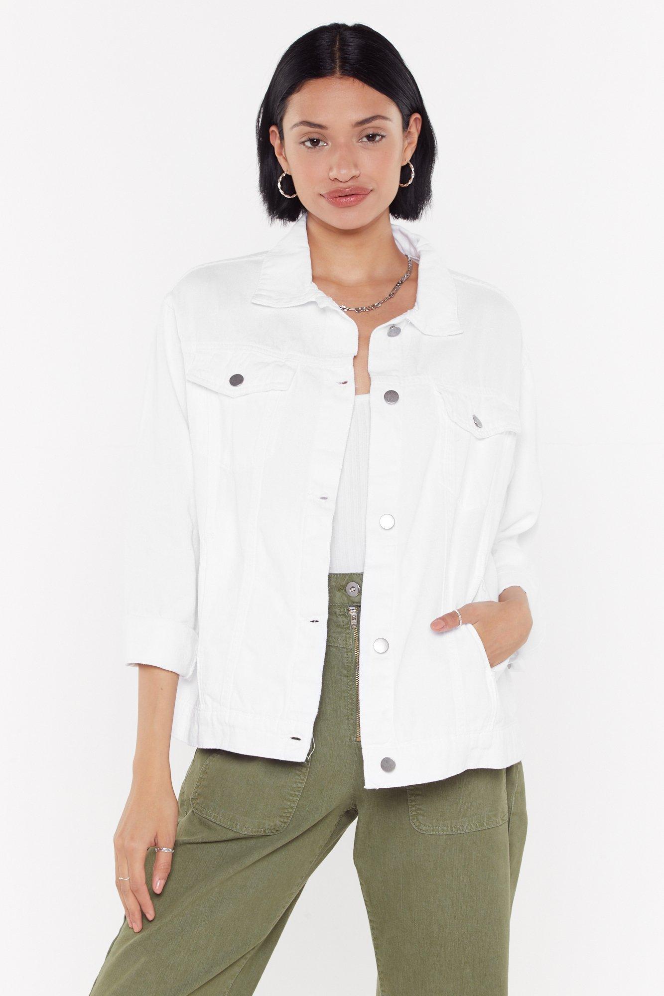 oversized white denim jacket