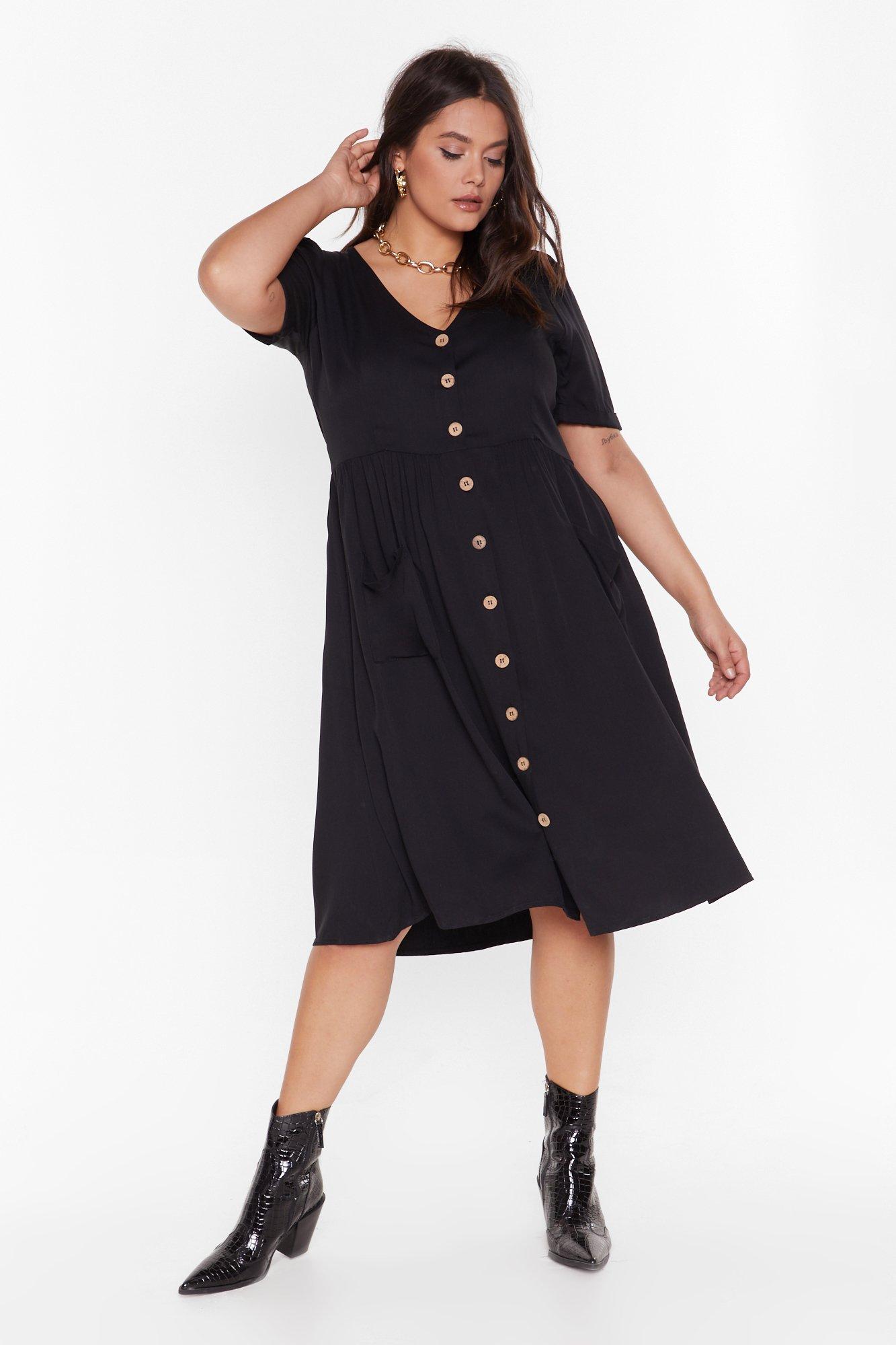 button front smock dress