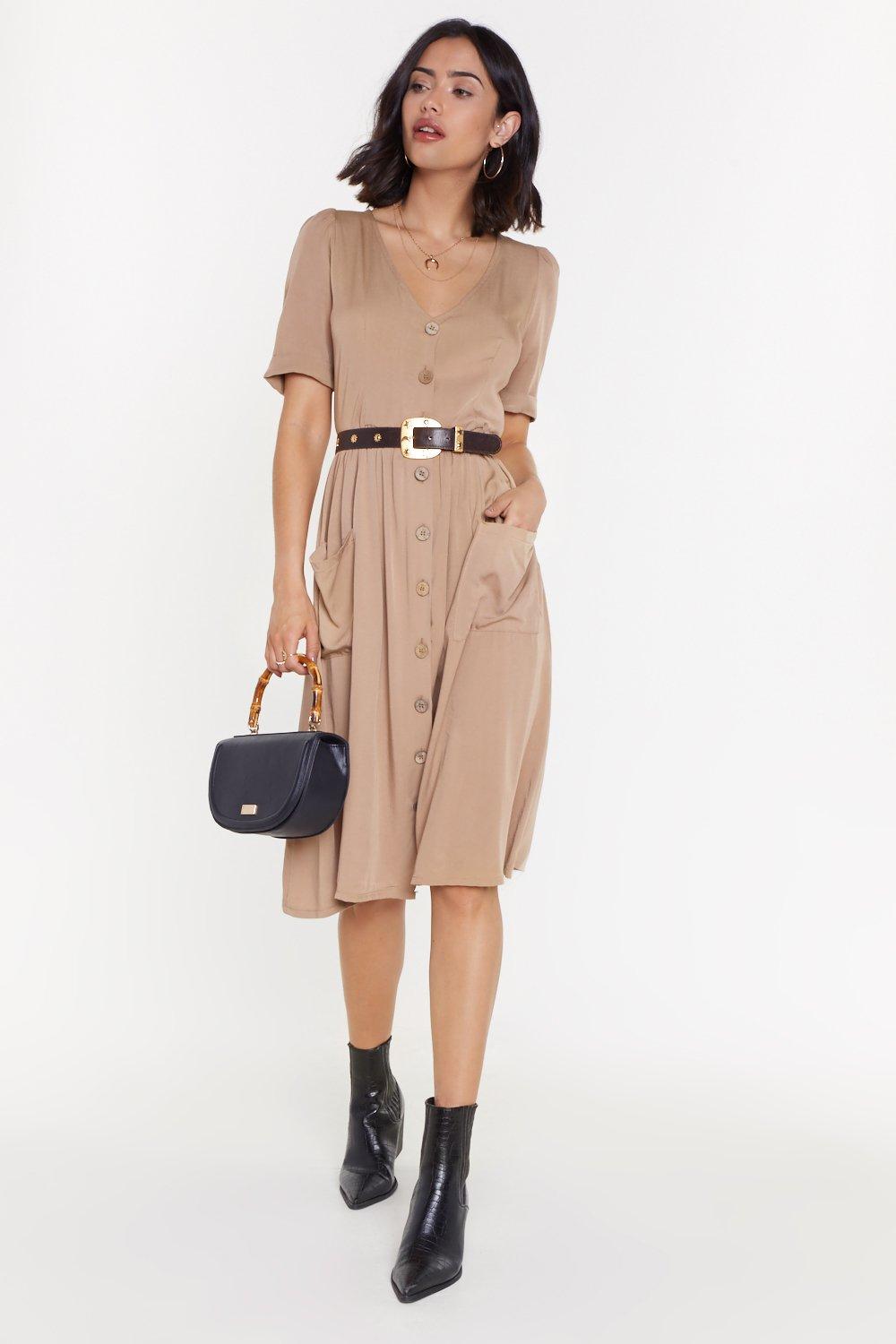 tan smock dress