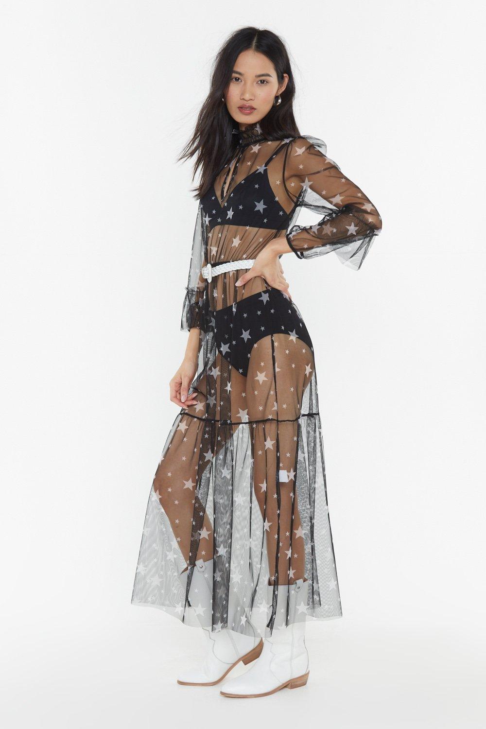 sheer star maxi dress