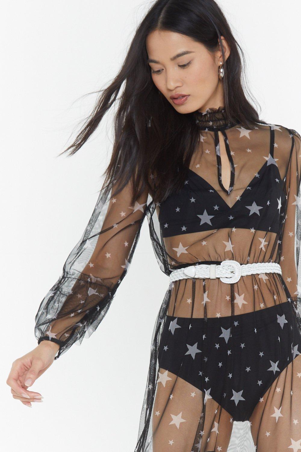 sheer black star dress