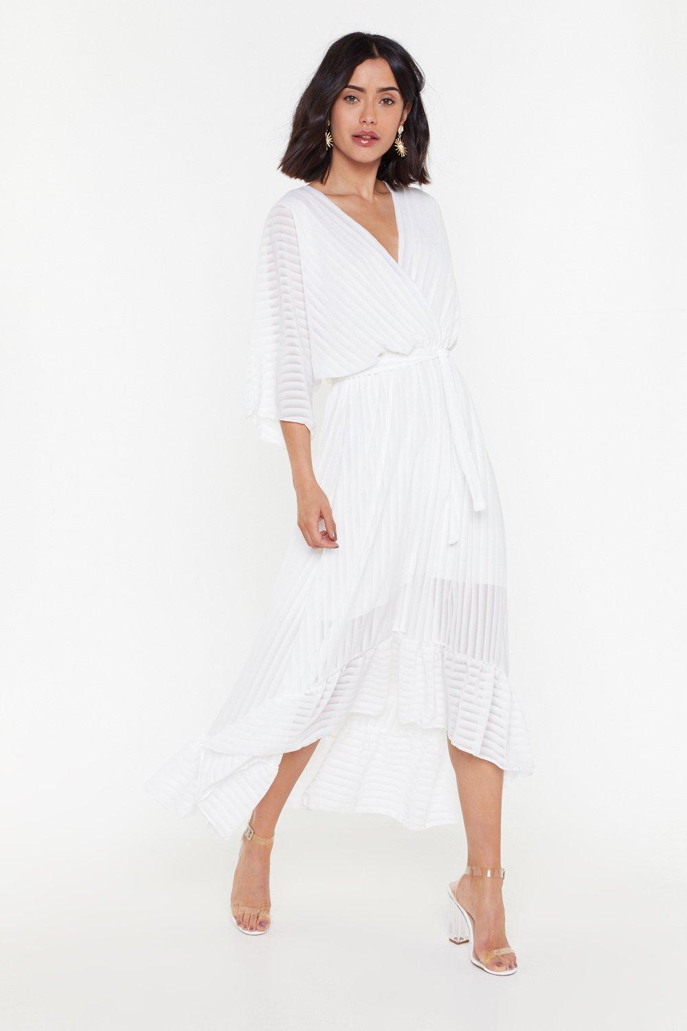 midi white wrap dress