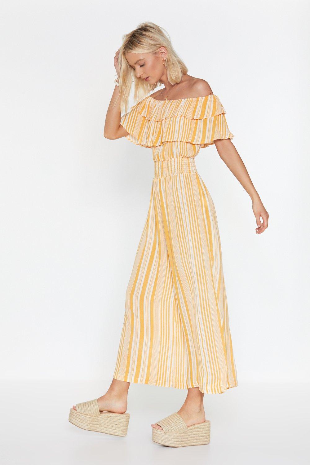 striped yellow jumpsuit