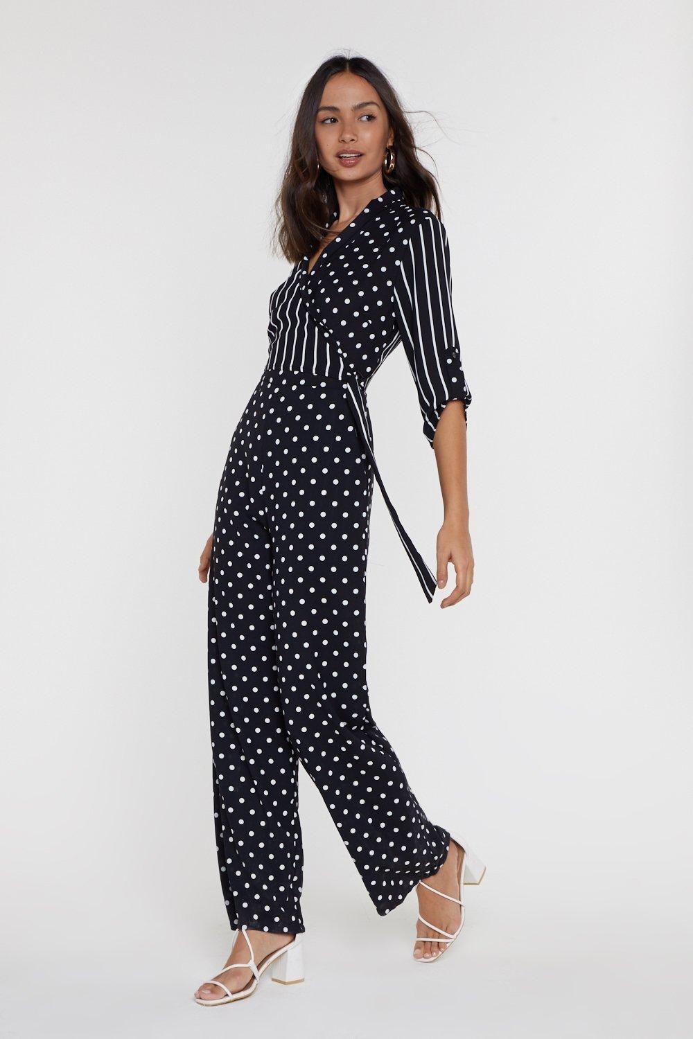 polka dot and stripe jumpsuit