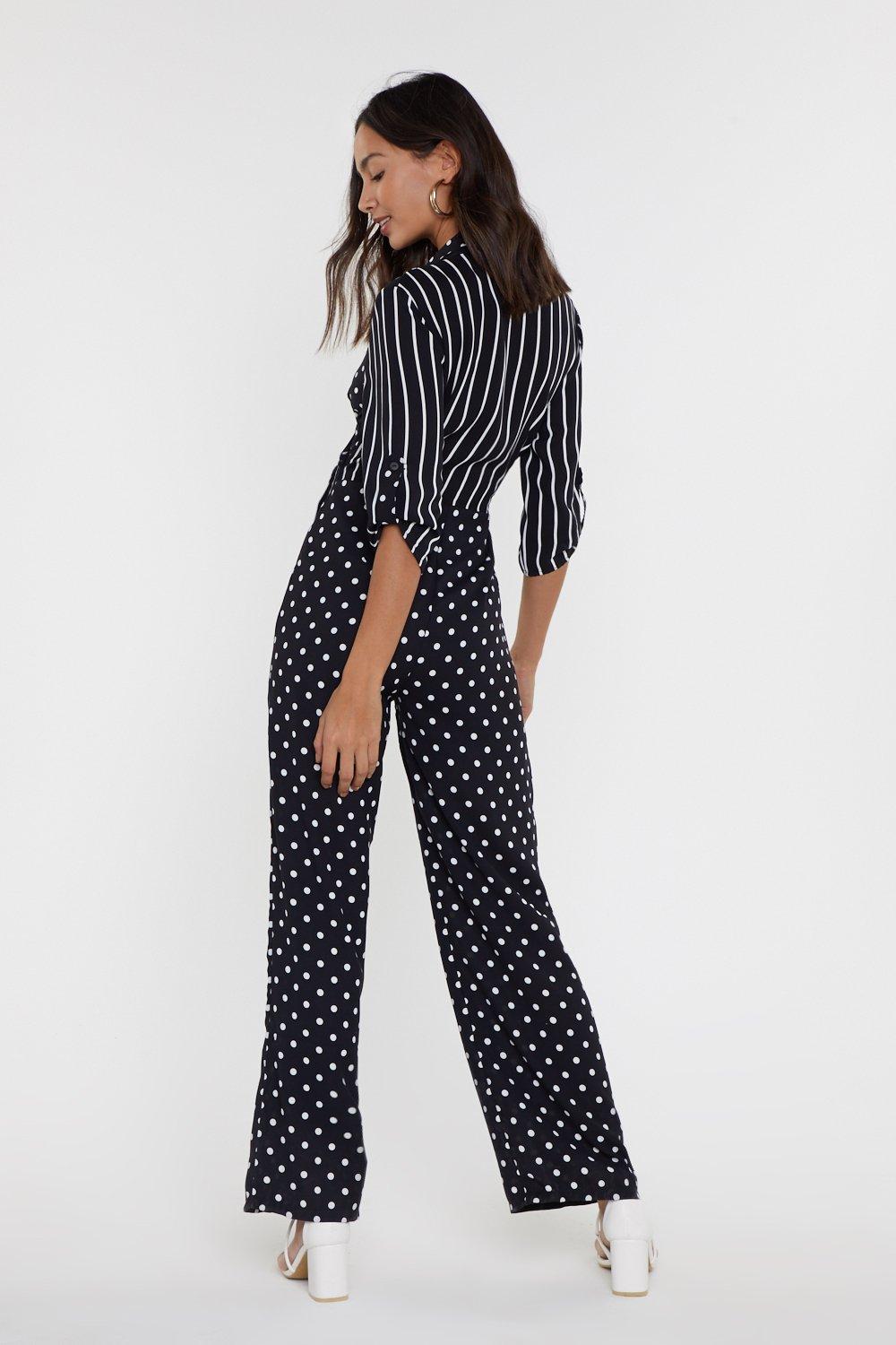 polka dot and stripe jumpsuit