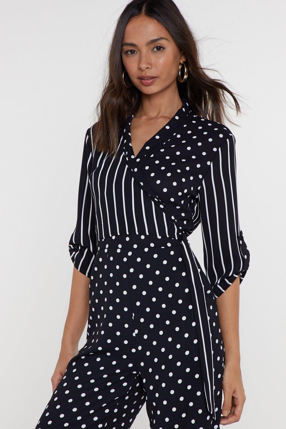 polka dot and stripe jumpsuit