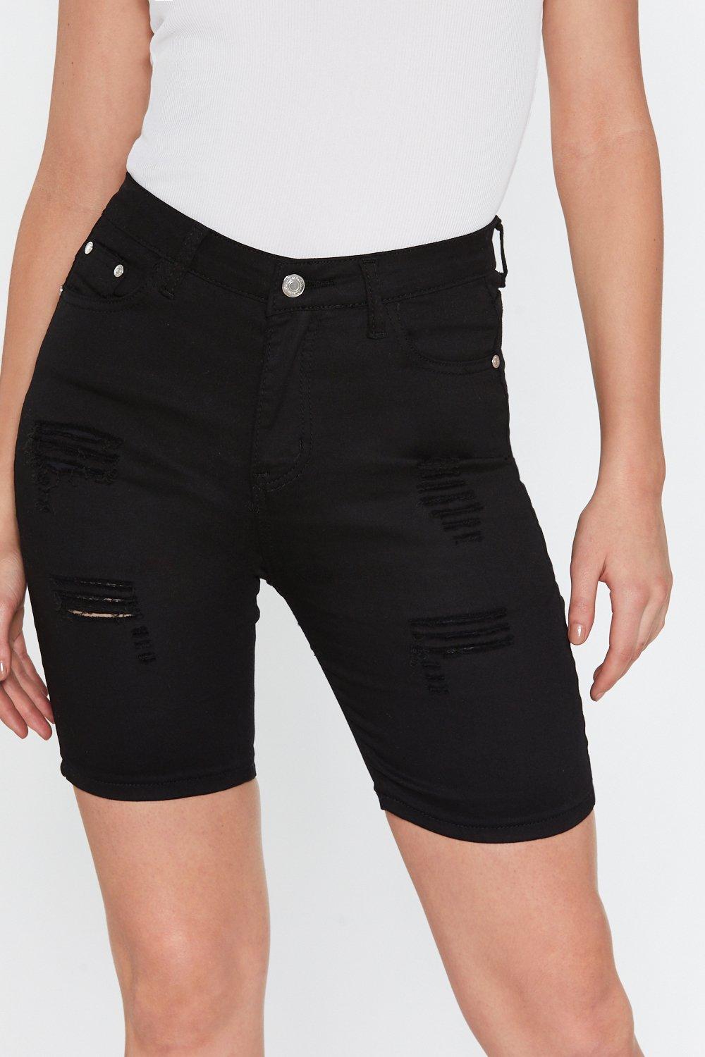 distressed denim shorts black