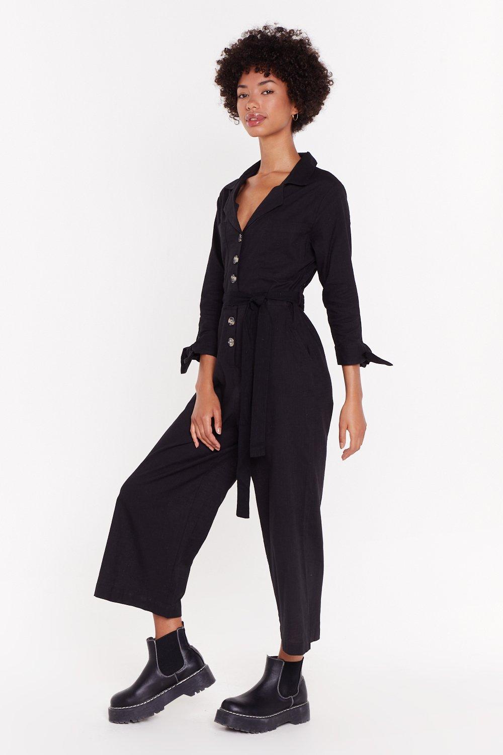 cropped jumpsuit with boots