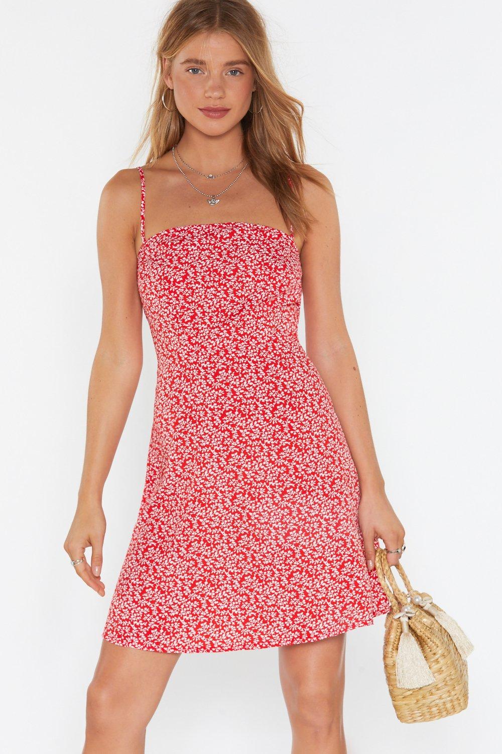 floral square neck dress