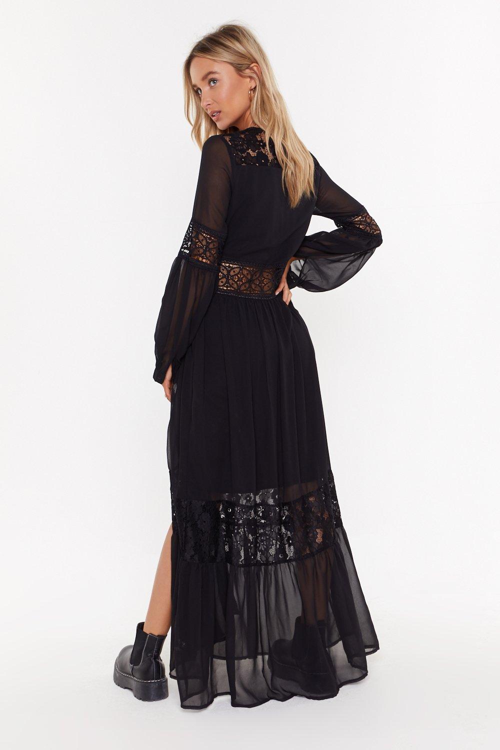 black lace boho dress
