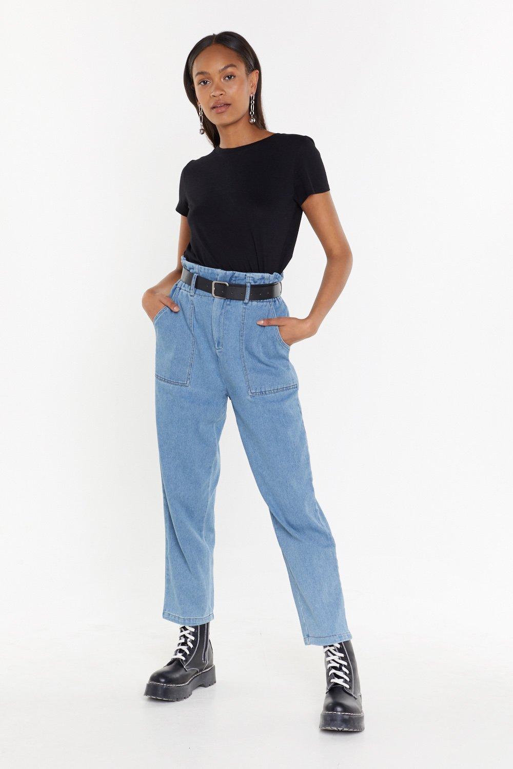 paper bag waist mom jeans
