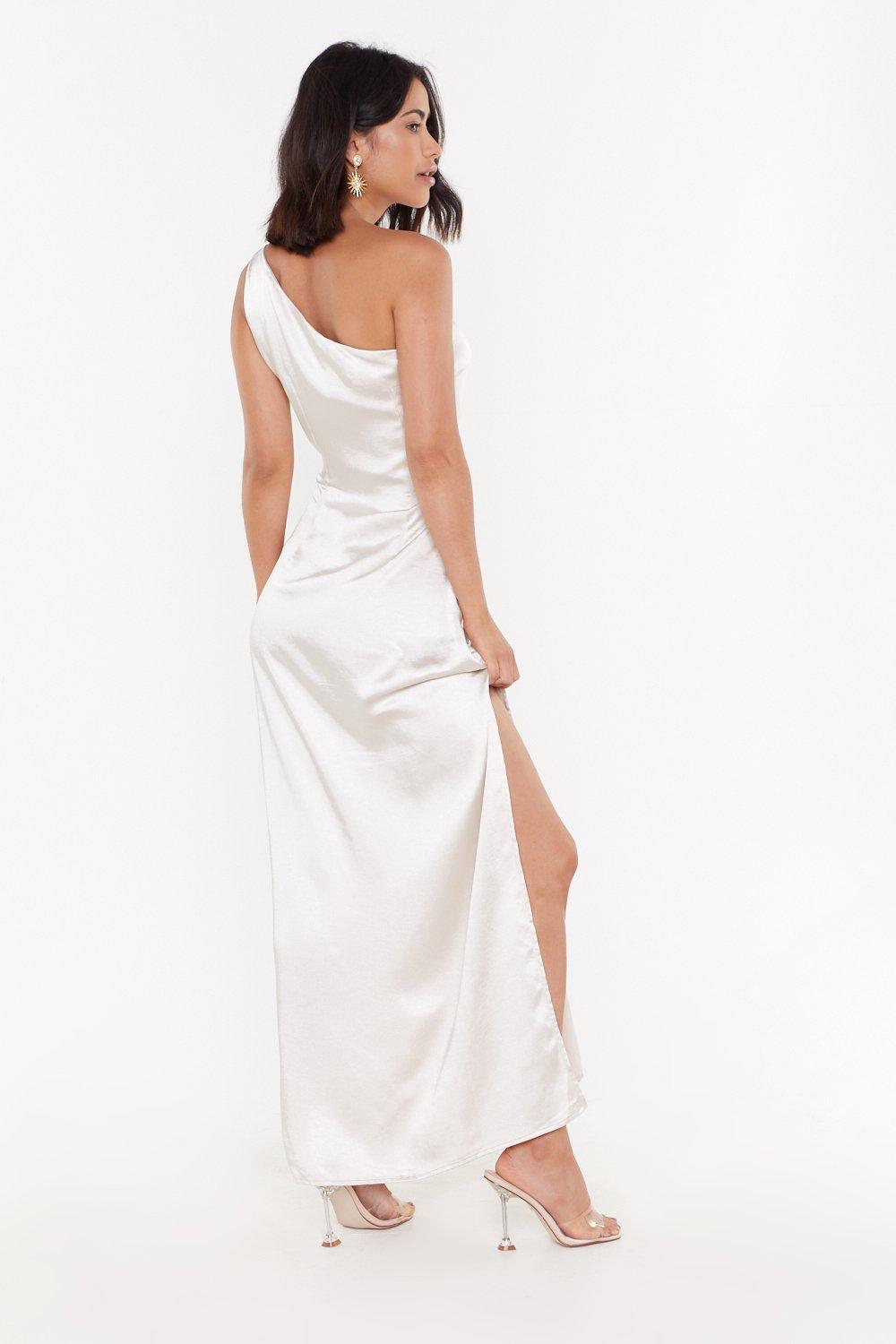 maxi white satin dress