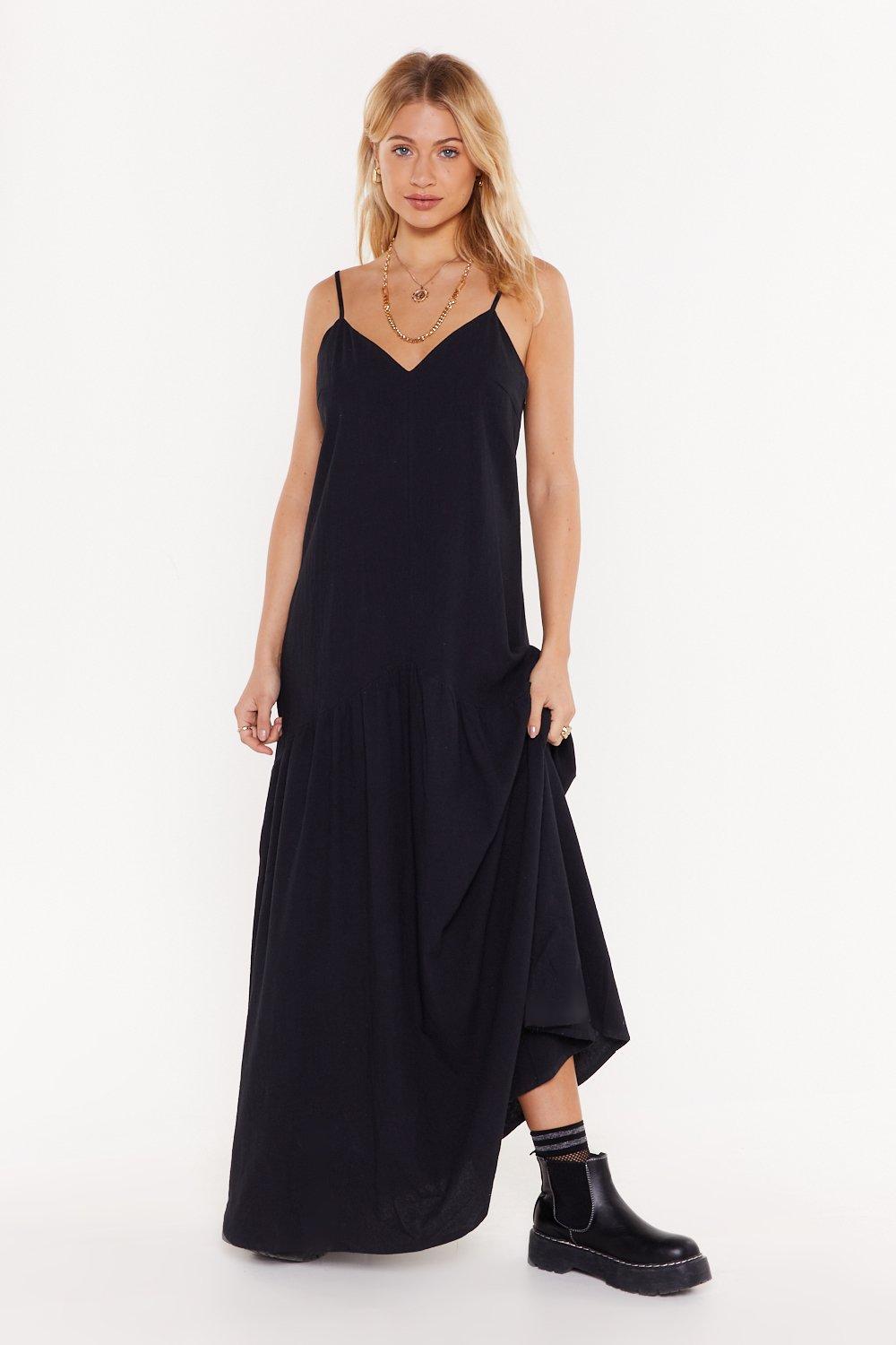 black linen maxi dress