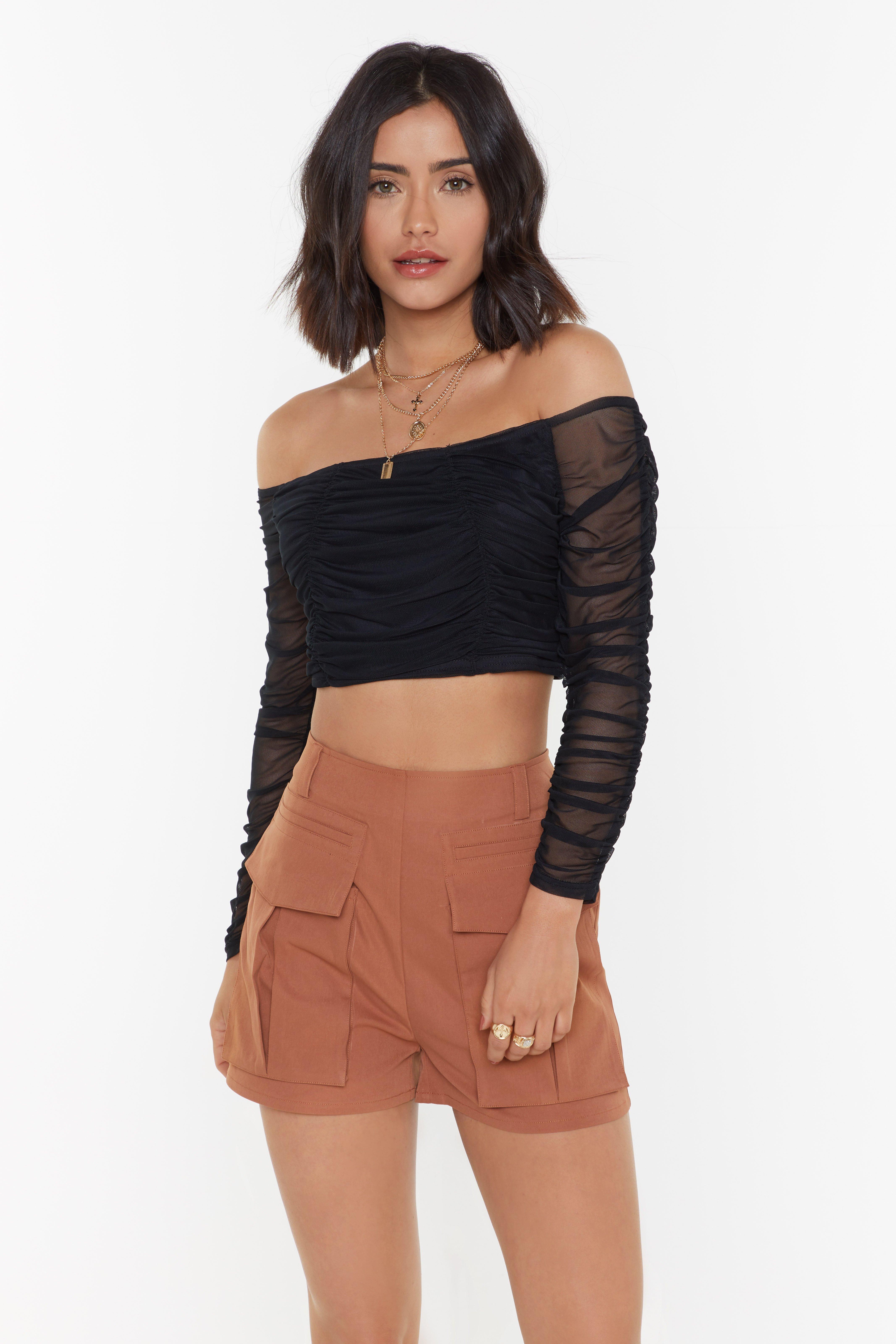 ruched mesh crop top