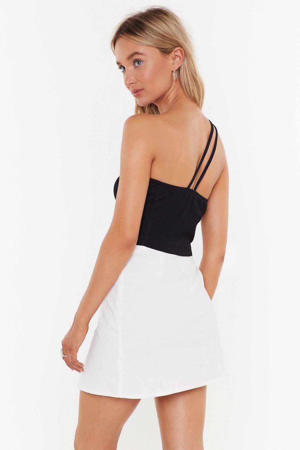 white mini dress with slit