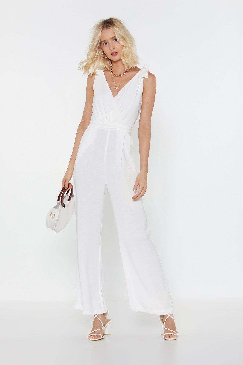 all white wide leg jumpsuit