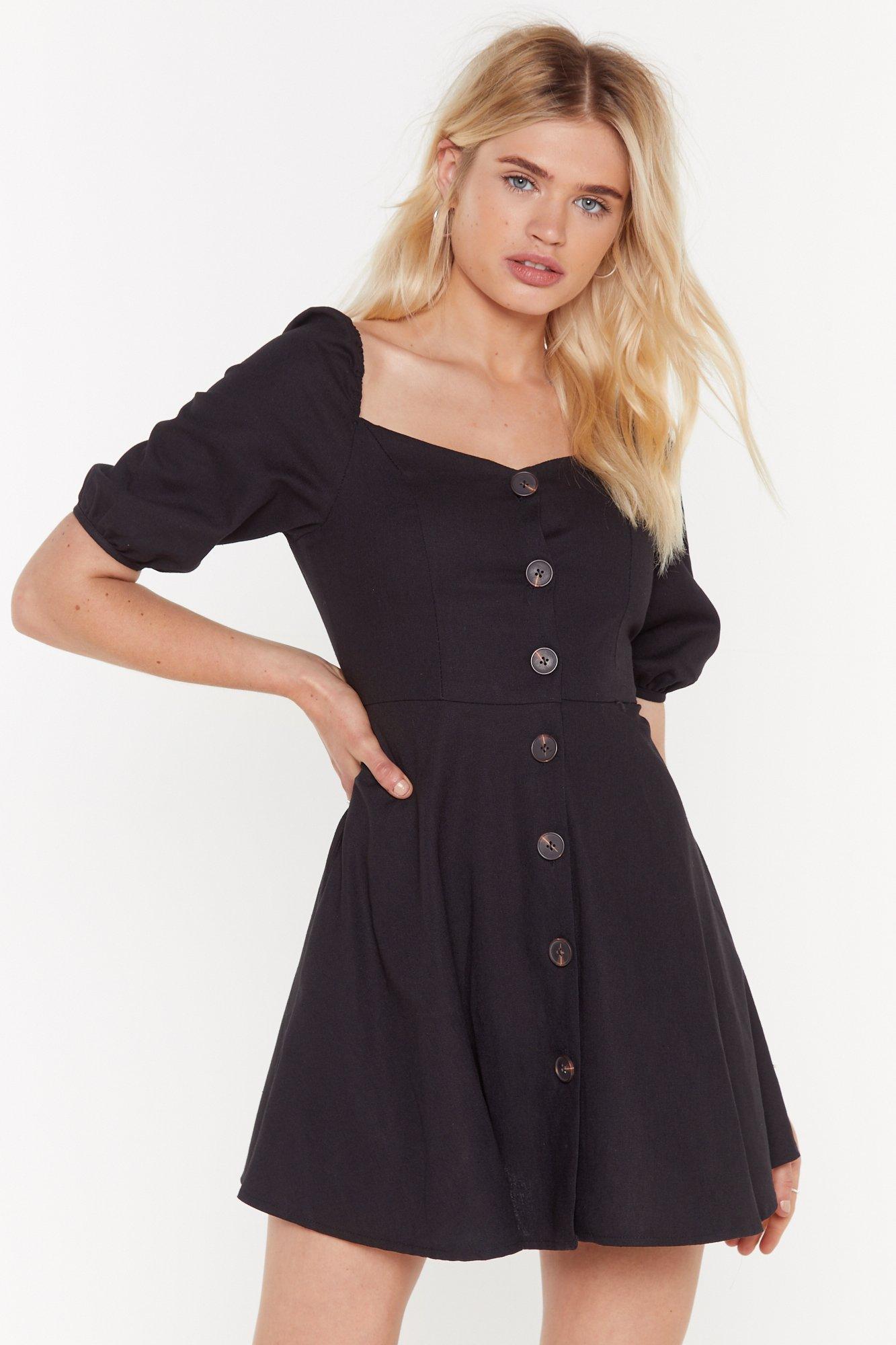 black button down dress