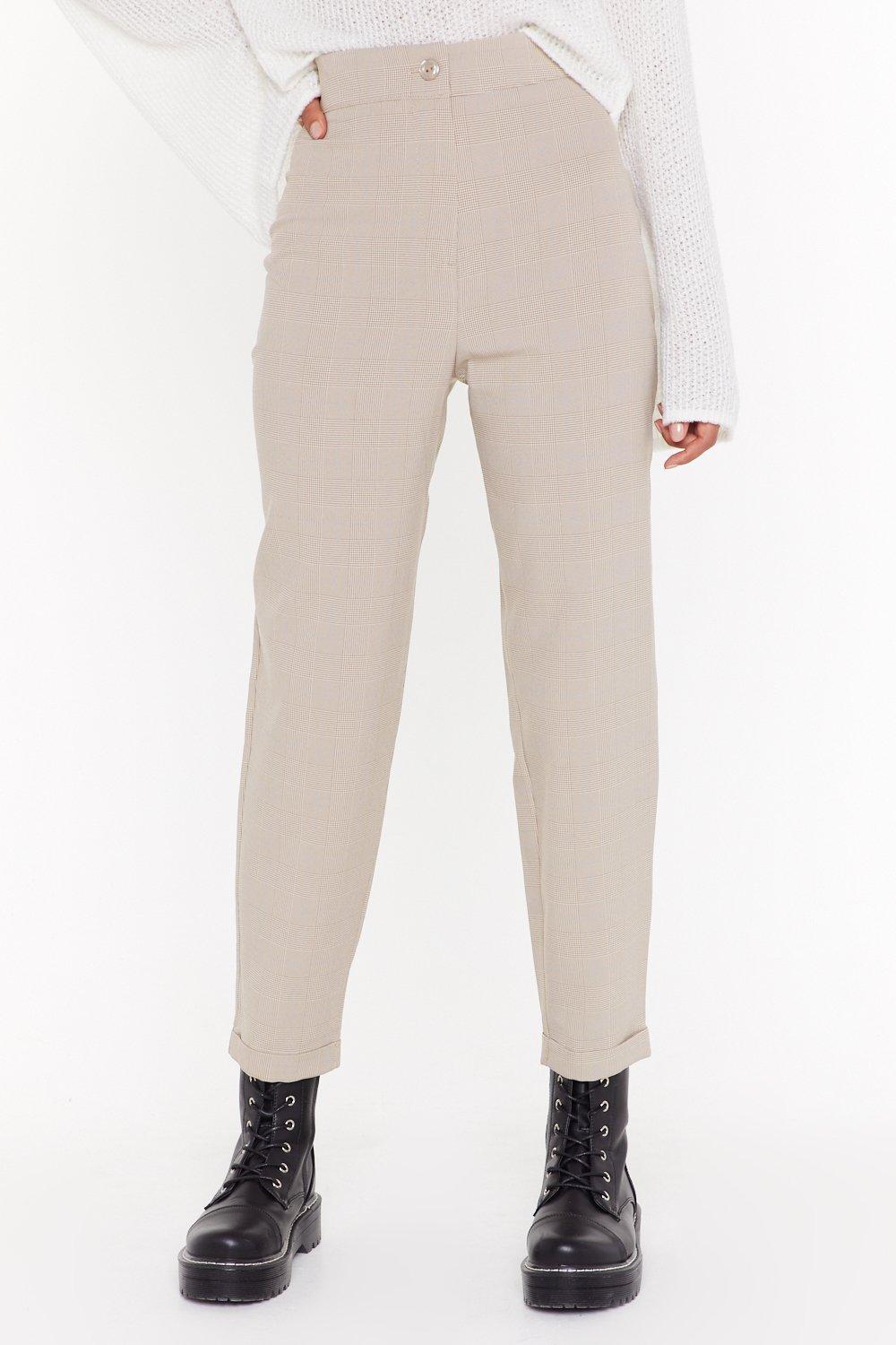 beige tapered trousers