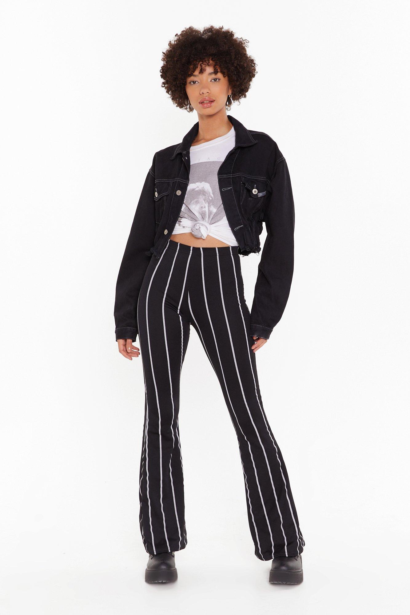 womens striped flare pants